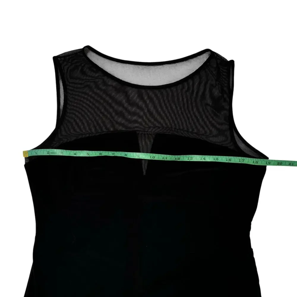 RALPH LAUREN LRL Mesh V-neck Black Jersey Knit Dress Sz 14 LBD Date Event Formal - Picture 9 of 11
